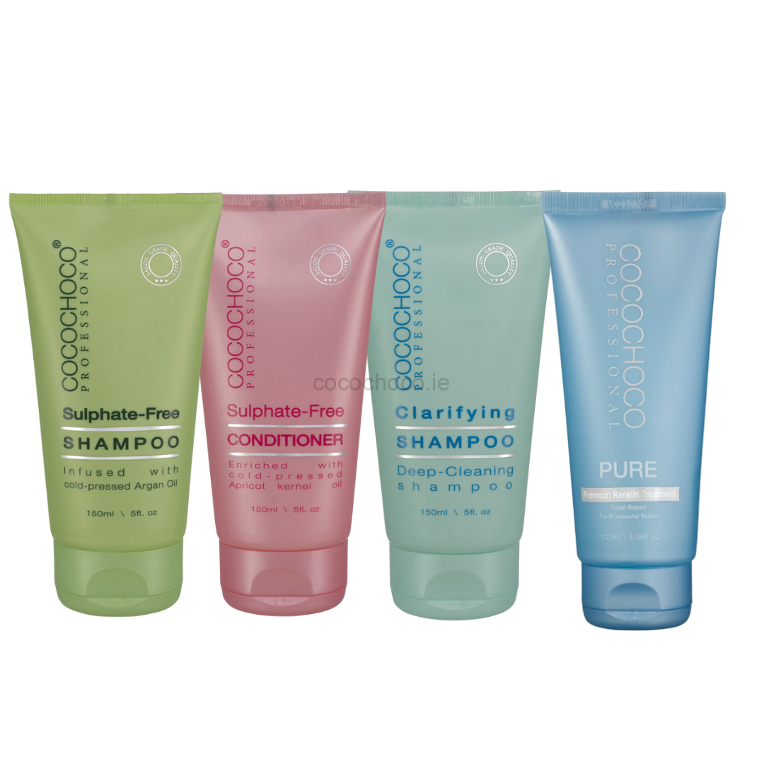 100ml Keratin Pure + 150ml Clarifying Shampoo + 150ml Sulphate Free Shampoo & Conditioner