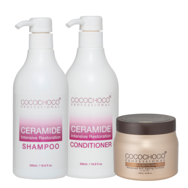 Intensive Restoration Shampoo & Conditioner + Collagen & Biotin Hair Mask 500ml
