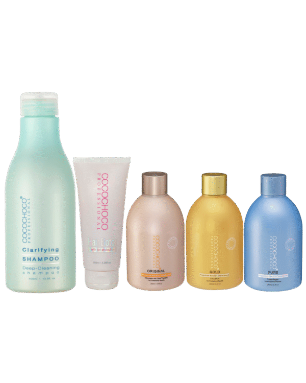 Starter Kit 8: 250ml Keratin Original, Gold and Pure, 100ml Hair Botox, 400ml Clarifying Shampoo