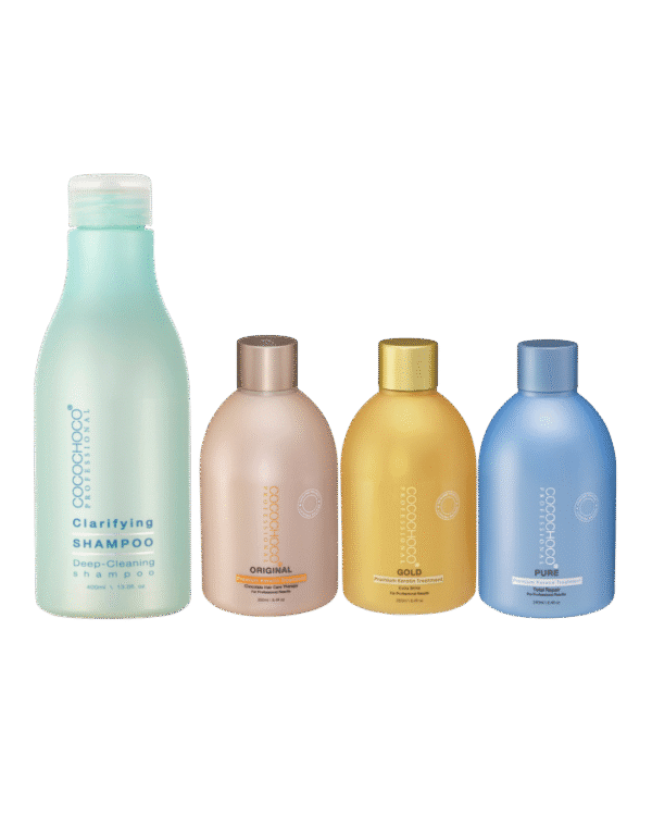 Starter Kit 6: Keratin Original, Pure and Gold 250ml, Clarifying Shampoo 400ml